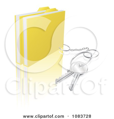 Clipart 3d Secure Files With A Key Ring - Royalty Free Vector Illustration by AtStockIllustration
