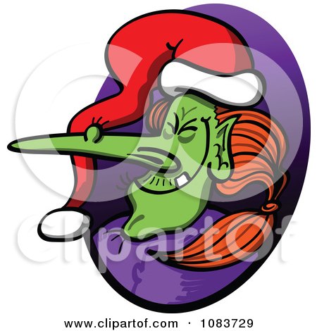 Clipart Witch Wearing A Christmas Santa Hat - Royalty Free Vector Illustration by Zooco