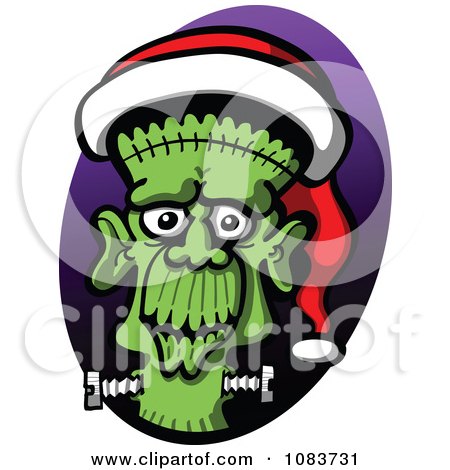 Clipart Frankenstein Wearing A Christmas Santa Hat - Royalty Free Vector Illustration by Zooco