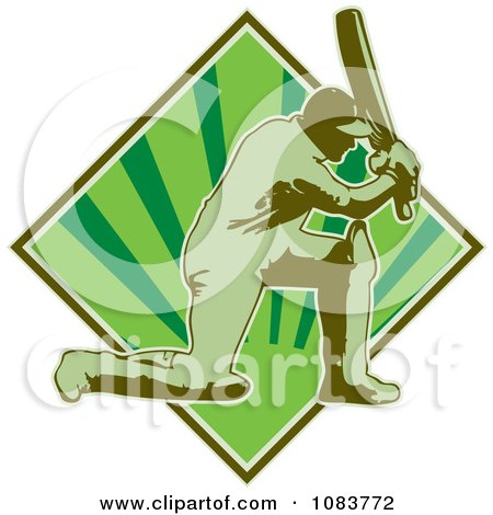 Clipart Green Cricket Batsman And Diamond - Royalty Free Vector Illustration by patrimonio