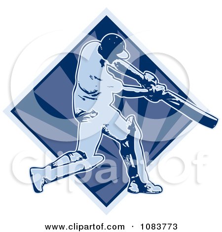 Clipart Blue Cricket Batsman And Diamond - Royalty Free Vector Illustration by patrimonio