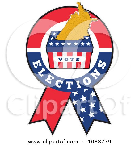 Clipart American Ribbon And Map With A Ballot Vote Box - Royalty Free Vector Illustration by patrimonio