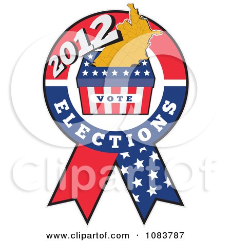 Clipart 2012 American Ribbon And Map With A Ballot Vote Box - Royalty Free Vector Illustration by patrimonio