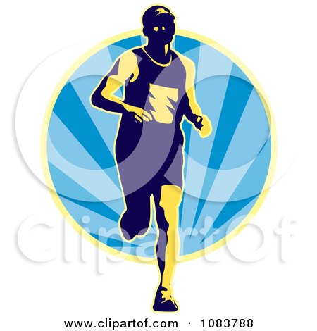 Clipart Runner And Blue Ray Circle - Royalty Free Vector Illustration by patrimonio