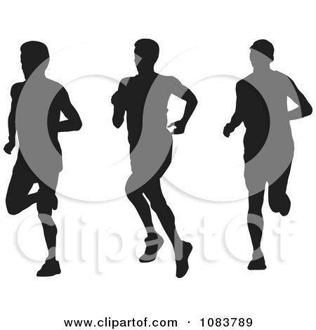 Clipart Male Runner Silhouettes - Royalty Free Vector Illustration by patrimonio