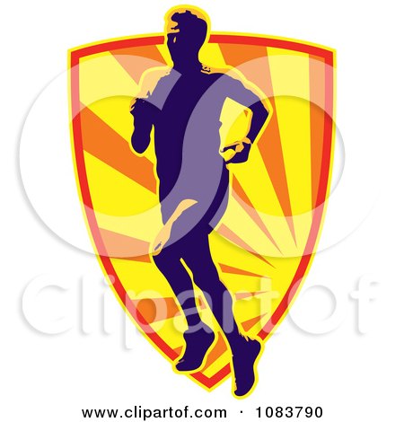 Clipart Runner And Orange Ray Shield - Royalty Free Vector Illustration by patrimonio