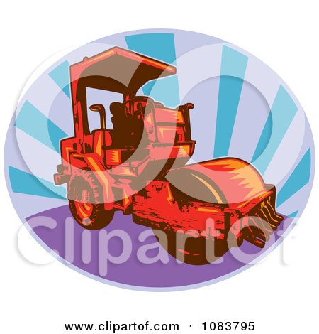 Clipart Red Road Roller Machine And Rays - Royalty Free Vector Illustration by patrimonio
