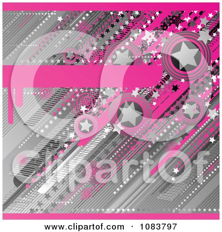 Clipart Funky Retro Pink And Gray Star Grunge Background - Royalty Free Vector Illustration by elena