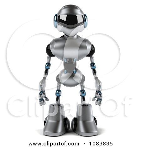 Clipart 3d Chrome Robot Facing Front - Royalty Free CGI Illustration by Julos