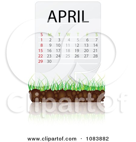 Clipart April Calendar With Soil And Grass - Royalty Free Vector Illustration by Andrei Marincas
