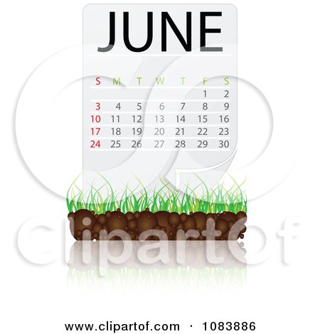 Clipart JUNE Calendar With Soil And Grass - Royalty Free Vector Illustration by Andrei Marincas
