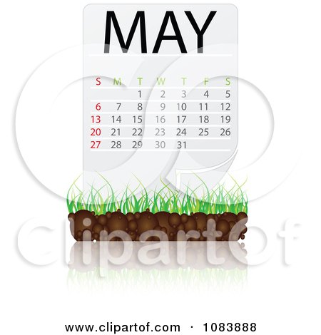 Clipart MAY Calendar With Soil And Grass - Royalty Free Vector Illustration by Andrei Marincas