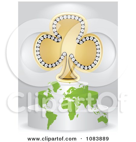 Clipart 3d Gold Poker Club On A Map Podium - Royalty Free Vector Illustration by Andrei Marincas