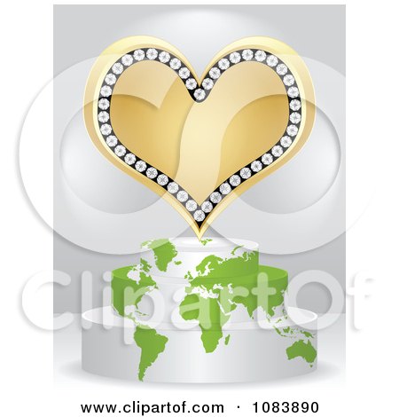 Clipart 3d Gold Poker Heart On A Map Podium - Royalty Free Vector Illustration by Andrei Marincas