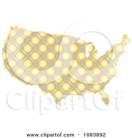 Clipart Gold Patterned USA Map - Royalty Free Vector Illustration by Andrei Marincas