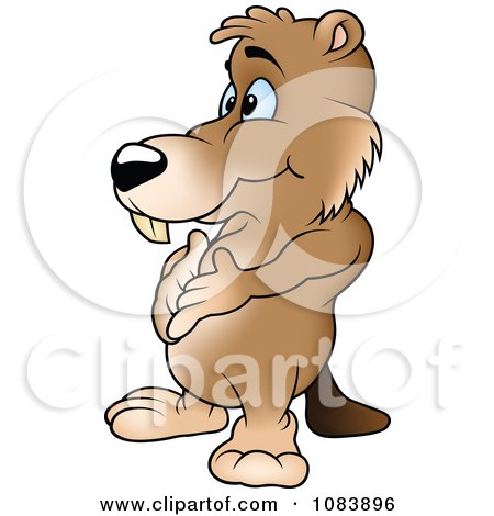 Clipart Beaver Standing With His Hands On His Belly - Royalty Free Vector Illustration by dero