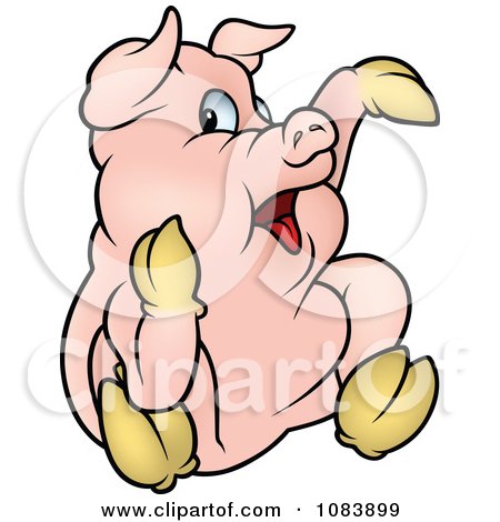 Clipart Pig Hollering And Pointing - Royalty Free Vector Illustration by dero
