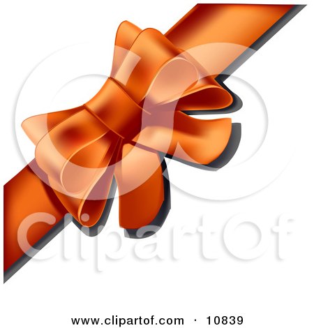 Gift Present Wrapped With an Orange Bow and Ribbon Clipart Illustration by Leo Blanchette