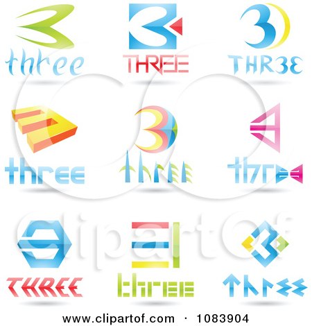 Clipart 3d Number Three Logos - Royalty Free Vector Illustration by cidepix