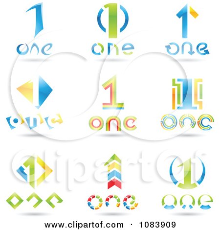 Clipart 3d Number One Logos - Royalty Free Vector Illustration by cidepix