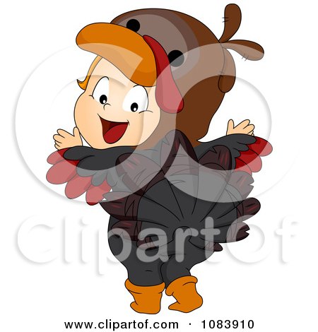 Clipart Thanksgiving Baby In A Turkey Costume - Royalty Free Vector Illustration by BNP Design Studio