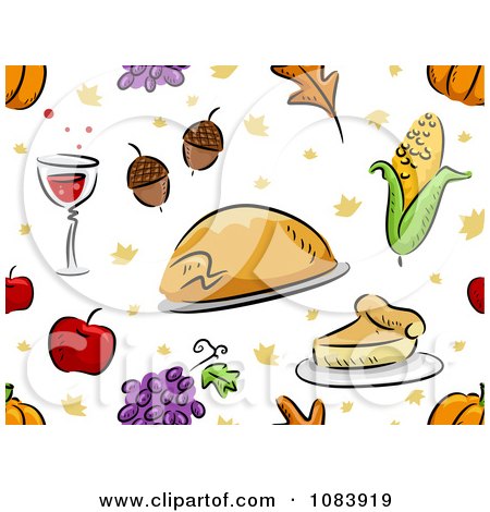 Clipart Seamless Thanksgiving Background Of Food - Royalty Free Vector Illustration by BNP Design Studio