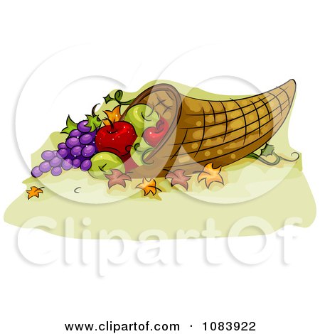 Clipart Thanksgiving Cornucopia Basket With Food - Royalty Free Vector Illustration by BNP Design Studio