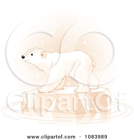 Clipart Polar Bear On Ice In The Snow - Royalty Free Vector Illustration by Pushkin