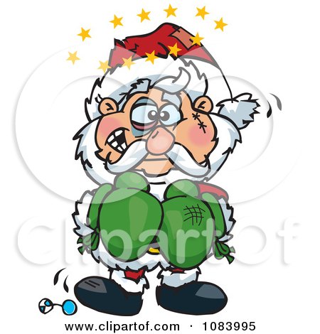 Clipart Beat Up Boxing Day Santa - Royalty Free Vector Illustration by Dennis Holmes Designs