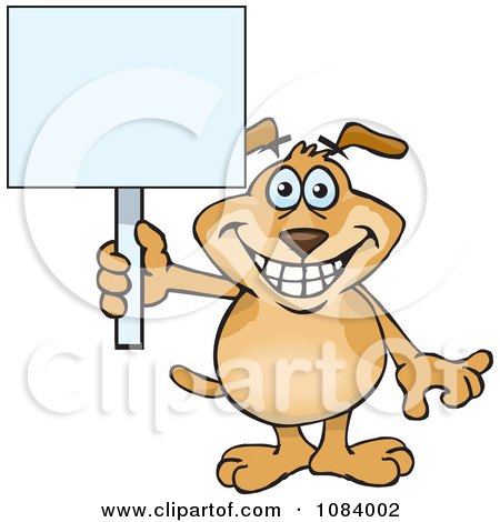 Clipart Sparkey Dog Holding A Sign - Royalty Free Vector Illustration by Dennis Holmes Designs