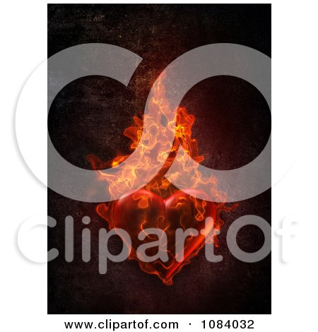 Clipart 3d Flaming Ardent Heart - Royalty Free CGI Illustration by chrisroll