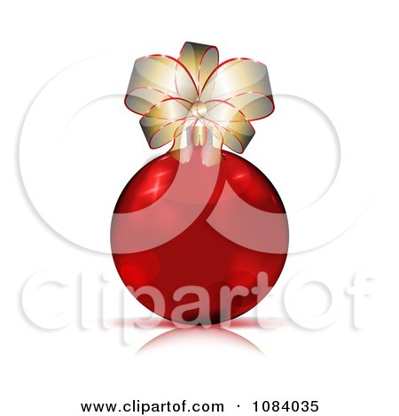 Clipart 3d Red Christmas Bauble With A Gold Bow - Royalty Free Vector Illustration by MilsiArt