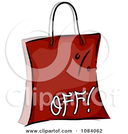 Clipart Red Percent Off Shopping Bag - Royalty Free Vector Illustration by BNP Design Studio