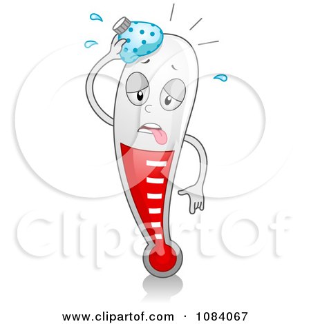 Clipart Feverish Thermometer Character - Royalty Free Vector Illustration by BNP Design Studio