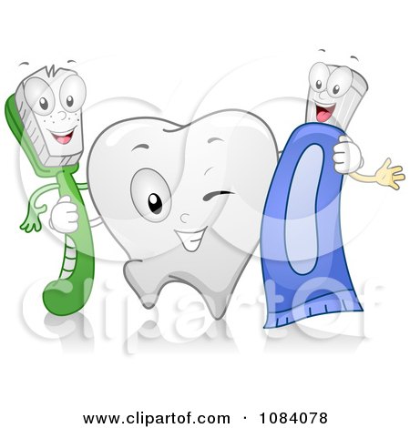Clipart Tooth Brush And Paste Characters - Royalty Free Vector Illustration by BNP Design Studio