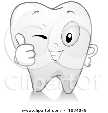 Clipart Winking Thumb Up Tooth Character - Royalty Free Vector Illustration by BNP Design Studio