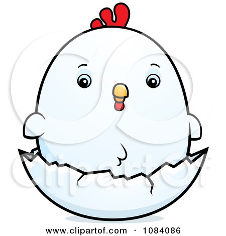 Clipart Chubby Rooster Chick On A Shell - Royalty Free Vector Illustration by Cory Thoman