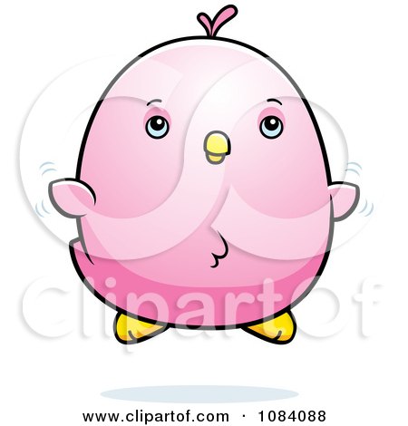 Clipart Chubby Pink Parakeet Chick Flying - Royalty Free Vector Illustration by Cory Thoman