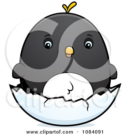Clipart Chubby Penguin Chick On A Shell - Royalty Free Vector Illustration by Cory Thoman