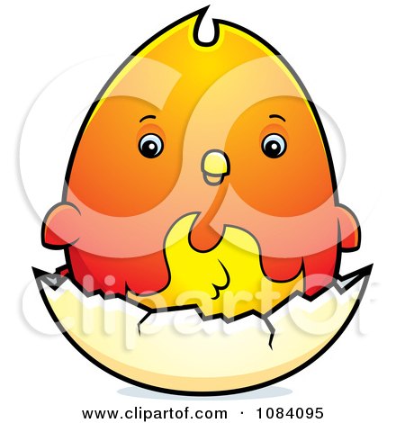 Clipart Chubby Phoenix Chick On A Shell - Royalty Free Vector Illustration by Cory Thoman