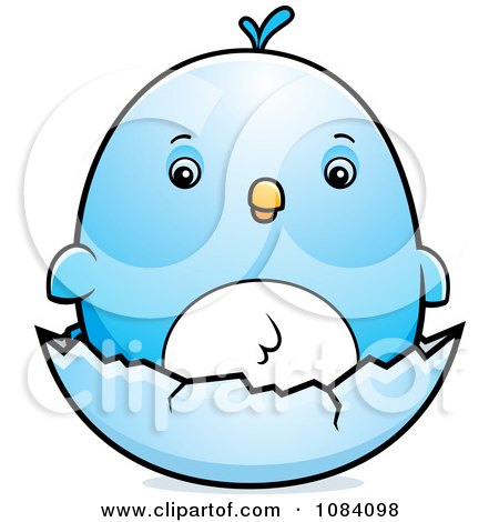 Clipart Chubby Bluebird Chick On A Shell - Royalty Free Vector Illustration by Cory Thoman