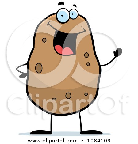 Clipart Waving Potato Character - Royalty Free Vector Illustration by Cory Thoman