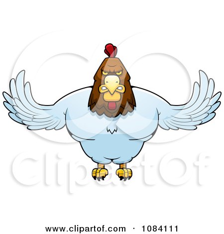 Clipart Muscular Rooster Flying - Royalty Free Vector Illustration by Cory Thoman