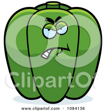 Clipart Angry Green Bell Pepper Character - Royalty Free Vector Illustration by Cory Thoman