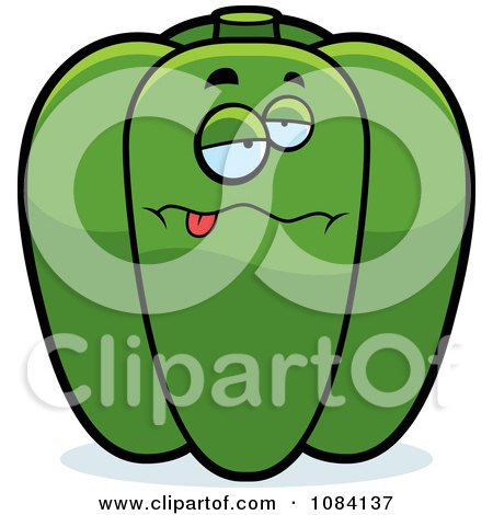 Clipart Sick Green Bell Pepper Character - Royalty Free Vector Illustration by Cory Thoman