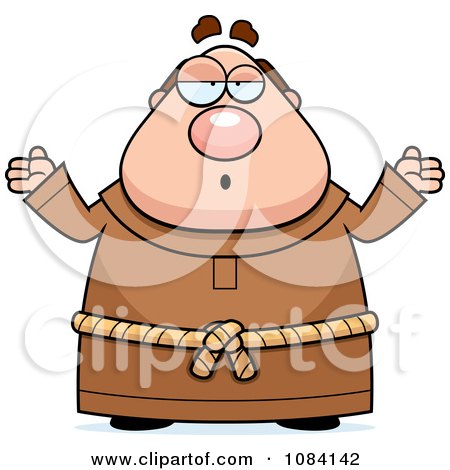 Clipart Shrugging Chubby Monk - Royalty Free Vector Illustration by Cory Thoman