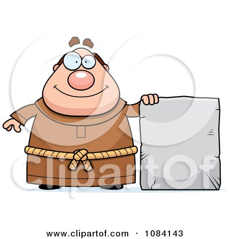 Clipart Chubby Monk With A Tablet - Royalty Free Vector Illustration by Cory Thoman