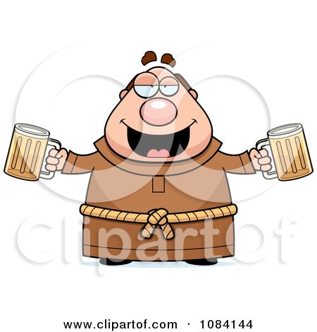 Clipart Chubby Monk With Beers - Royalty Free Vector Illustration by Cory Thoman