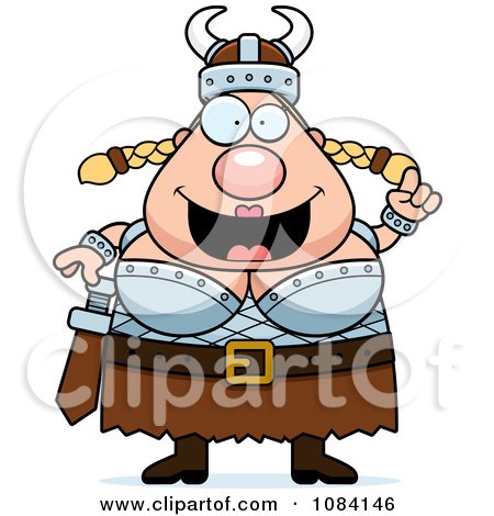 Clipart Chubby Female Viking With An Idea - Royalty Free Vector Illustration by Cory Thoman