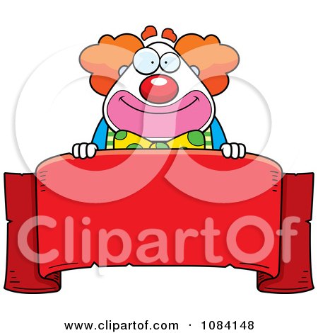 Clipart Banner And Chubby Circus Clown - Royalty Free Vector Illustration by Cory Thoman